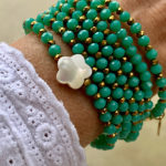 Sautoir Fanfan en perles à facettes de couleur verte
