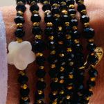 Sautoir Félice en perles à facettes noires