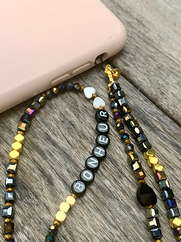 bijoux de téléphone en perles à facettes