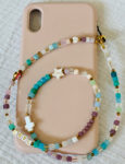 Bijoux de telephone multicolore en perles à facettes
