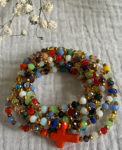 Sautoir multicolore en perles de verre