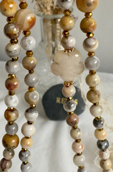 Sautoir Agate en perles d'agate naturelle